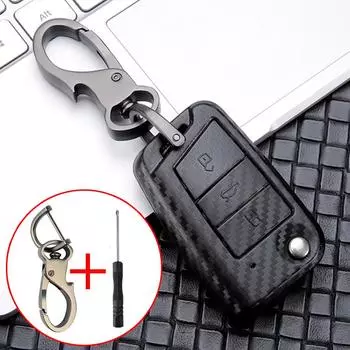Чехол для дистанционного ключа из углеродного волокна, чехол для брелока для VW Polo Golf 7 Tiguan Skoda Octavia Fabia Kodiaq Seat, брелок для ключей