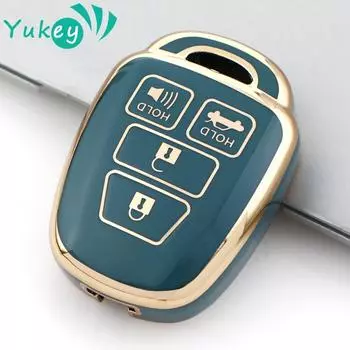 Чехол для дистанционного ключа с 4 кнопками, чехол-брелок для Toyota Aqua Ractis Vitz RAV4 HiAce Land Cruiser, держатель для кожи 2010-2019 чёрный