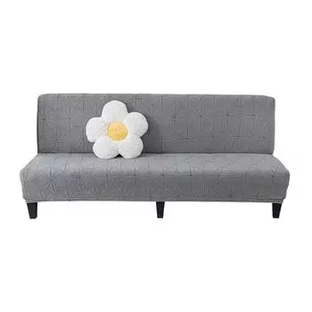 Чехол для дивана без подлокотников, эластичный защитный чехол для дивана-кровати, эластичный, богато текстурированный, с высоким содержанием спандекса, жаккардовый чехол для футона, можно стирать в стиральной машине S120—155cm серый