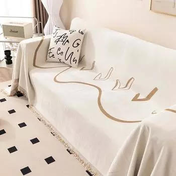 Чехол для дивана Bohemia с кисточками из шенилловой ткани с защитой от царапин от кошек, универсальный чехол для кресла, коврик для пикника 180x130