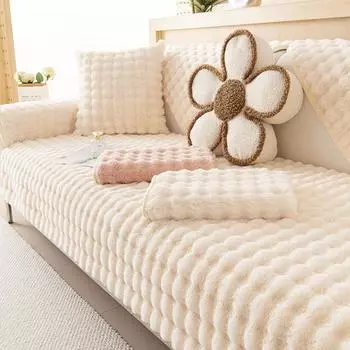 Чехол для дивана Bubble Velvet Plush, высокие мягкие чехлы для диванов, однотонный тканевый чехол для дивана L-образной формы для гостиной на 1/2/3/4/5 мест 70x70cm 1cps