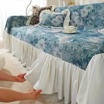 Чехол для дивана Cream Breeze Anti Cat Scratch, чехол для дивана, утолщенная подушка для дивана с цветочным жаккардом 130*180cm