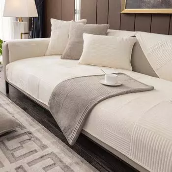 Чехол для дивана Crystal Velvet в геометрическую полоску с противоскользящими частицами, стиль INS, легко устанавливаемый чехол для подушки, полотенца, домашний декор 70x70cm 1pc