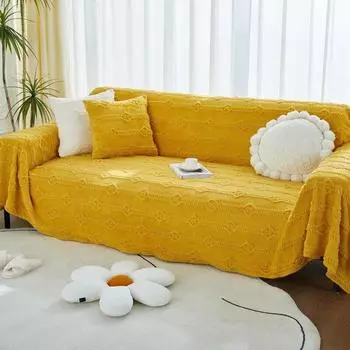 Чехол для дивана для гостиной, плюшевый чехол для дивана, скандинавская подушка для дивана, нескользящее полотенце для дивана, L-образный защитный чехол для дивана 180x130cm