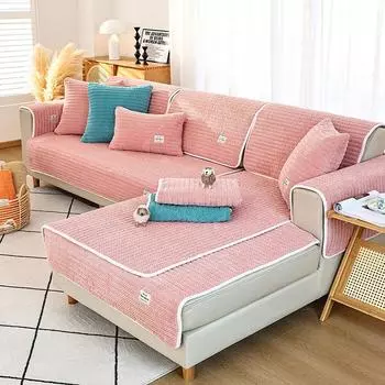 Чехол для дивана для гостиной, плюшевый, теплый, универсальный, чехол для сиденья, вельветовая клетчатая подушка для дивана, утолщенная нескользящая подушка, простая современная 70x70