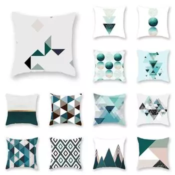 Чехол для дивана для гостиной, роскошный домашний декор, наволочка с абстрактным геометрическим синим узором, наволочка 40x40cm