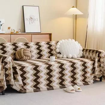 Чехол для дивана EIFLOY из полосатой синели, для угла дивана, 2-х, 3-х местный, полотенце для дивана, цельный, универсальный для домашних животных и детей 180x150