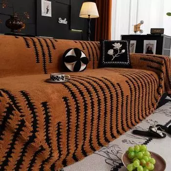 Чехол для дивана EIFLOY-Stripe Plush Sofa Towel Cover, 3-местный, L-образный чехол для дивана, универсальный защитный чехол для мебели для кошек и собак, мягкий 180x130