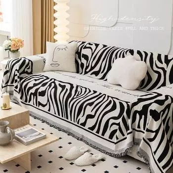 Чехол для дивана и полотенца EIFLOY Modern Chenille Zebra Pattern, чехол для мебели на 4-местный диван, плед, кресло, чехол на все сезоны 180x130