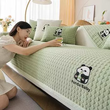 Чехол для дивана Ice Silk, летняя прохладная подушка для дивана с вышитым рисунком панды, универсальная подушка для дивана, декор для гостиной и дома 70x70