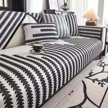 Чехол для дивана Ice Silk Wheat Strip, летний, универсальный, нескользящий, охлаждающий, подушка, черный, полотенце для дивана, чехол для дивана, гостиная A 70x70