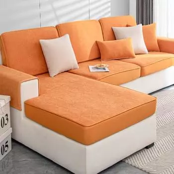 Чехол для дивана из эластичной синели, всесезонный, универсальный, нескользящий, ткань, устойчивая к царапинам от кошек, чехол для дивана в гостиной, подушки, шапки 60x60