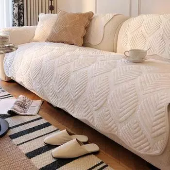 Чехол для дивана из бархата и плюша для гостиной, зимние теплые листья, жаккардовый коврик для дивана, полотенце, нескользящий, Г-образный чехол для дивана, протектор 1pc 30x50 pillowcase