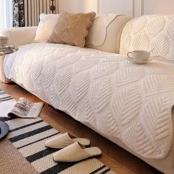 Чехол для дивана из бархата и плюша для гостиной, зимние теплые листья, жаккардовый коврик для дивана, полотенце, нескользящий, Г-образный чехол для дивана, протектор A 70x70