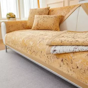 Чехол для дивана из бархата с рисунком и мраморными линиями, противоскользящий, для гостиной, полотенце для дивана, съемный, моющийся, всесезонный 70*70cm белый