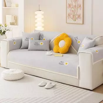 Чехол для дивана из бархатной ткани шенилл, однотонный, для гостиной, универсальный, для всех сезонов, нескользящий, маленький, свежий чехол для дивана 70x70cm 1pcs