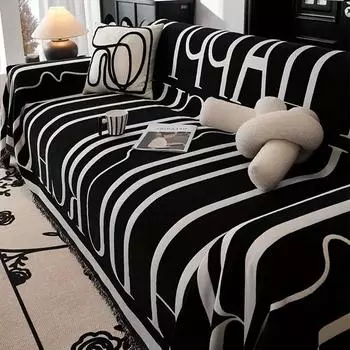 Чехол для дивана из черной шенилловой ткани с надписью, устойчивый к царапинам от кошек, защитный чехол для мебели, спальни, офиса, гостиной, домашнего декора, чехлы для диванов 180x130cm