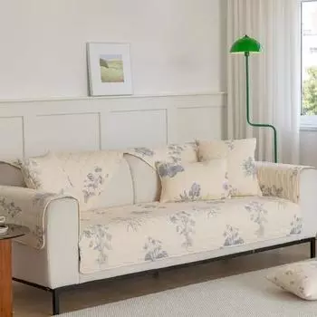 Чехол для дивана из чистого хлопка с принтом, противоскользящий, универсальный, для всех сезонов, подушка для дивана, устойчивая к царапинам у кошек, декоративные чехлы для дивана из твила 70x70
