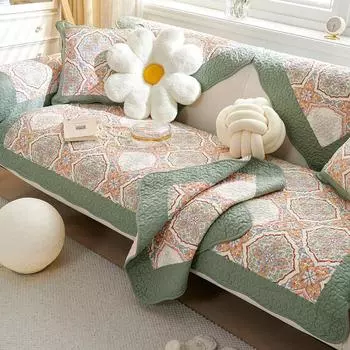 Чехол для дивана из чистой хлопчатобумажной ткани для гостиной, нескользящий чехол для дивана, универсальный чехол для четырех сезонов, коврик для дивана, подушка для дивана с принтом 70x70cm 1pcs