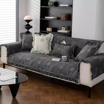 Чехол для дивана из хлопка All Seasons с оборками по краям, в художественном стиле, противоскользящий, в форме подушки, для углового дивана, в гостиную 70x70