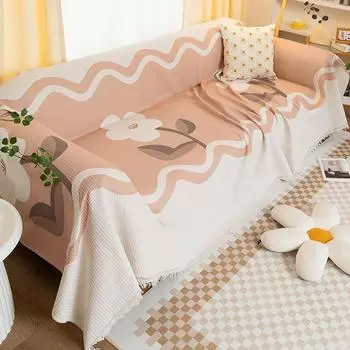 Чехол для дивана из хлопка и льна в скандинавском стиле с защитой от царапин, тканевый чехол для дивана, полностью покрытый, универсальная подушка для дивана Four Seasons, лето 180*130cm