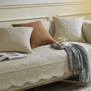 Чехол для дивана из хлопка с вышивкой в стиле ретро, стеганый чехол для углового дивана на 2 места, чехол для кресла, полотенце, защита для мебели, противоскользящий 70x70