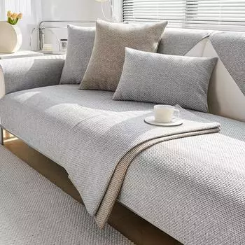 Чехол для дивана из хлопкового льна, тканый стиль, нескользящая подушка для дивана для гостиной, универсальный чехол для дивана на все сезоны, однотонный цвет 70x70 A