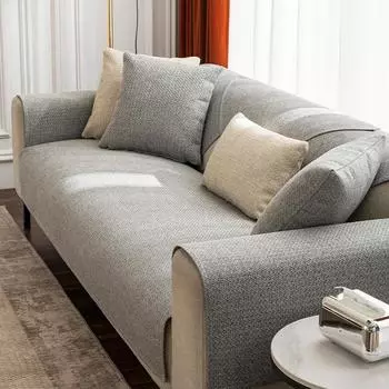 Чехол для дивана из хлопкового льна, всесезонный, универсальный, для домашних животных, для детей, коврик для дивана, полотенце, противоскользящая подушка для дивана в форме буквы L для гостиной 70x70