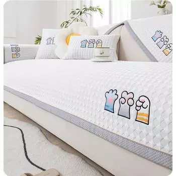 Чехол для дивана из искусственного шелка с вышитыми кошачьими лапками и рисунком «Классное ощущение», подушка, полотенце, домашний декор, защитный чехол для мебели 70x70