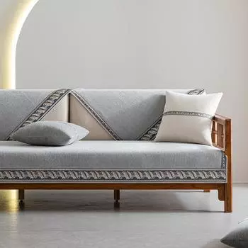 Чехол для дивана из массива дерева в китайском стиле, всесезонная универсальная подушка для сиденья дивана, подушка для дивана из синели, простой противоскользящий коврик для дивана 70x70cm 1pcs