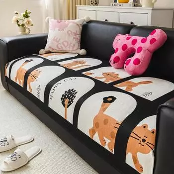 Чехол для дивана из мультяшной синели для гостиной, новый, четыре всесезонный, универсальный и противоскользящий чехол для дивана, домашний декор 70x70
