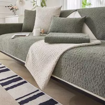 Чехол для дивана из однотонного хлопкового бархата, нескользящий, стираемый в стиральной машине, недеформирующийся, чехол для дивана и дивана в форме буквы L, подушка, полотенце 70x70cm 1pc