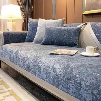 Чехол для дивана из однотонной ткани для гостиной, универсальный чехол для дивана из шенилла на все времена года, нескользящий чехол для дивана L-типа из жаккарда 70x70cm 1pcs