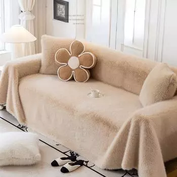 Чехол для дивана из плотной плюшевой ткани для гостиной, однотонный, мягкий, теплый, декоративный чехол для дивана, домашний декор, зима 180x130cm серый