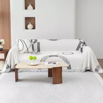 Чехол для дивана из плюшевой пряжи, полотенце, осенне-зимний полубархатный универсальный чехол с геометрическим рисунком, универсальный чехол, одеяло, нескользящий чехол для дивана 180*130cm серый