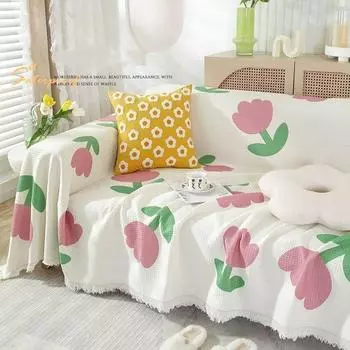 Чехол для дивана из полиэстера и хлопка, однокомпонентный, на четыре сезона, полотенце для дивана, нескользящее, универсальное полотенце для дивана, одеяло 180x130cm 1pcs