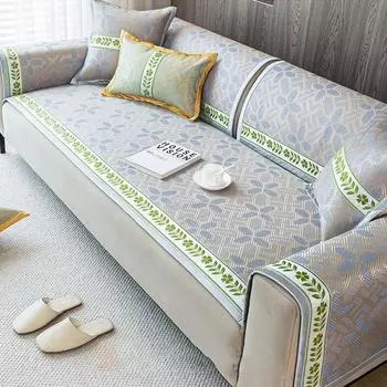 Чехол для дивана из ротанга, летняя подушка для льда из натурального плетения растений, холодильник из ледяного шелка, подушка для дивана в гостиной, нескользящий кожаный чехол для дивана 60x60cm 1pcs