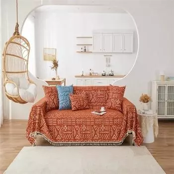 Чехол для дивана из шенилла BohemiaTassel, полотенце для дивана для гостиной, кемпинга, устойчивое к царапинам у кошек, нескользящее полотенце для дивана 180x130