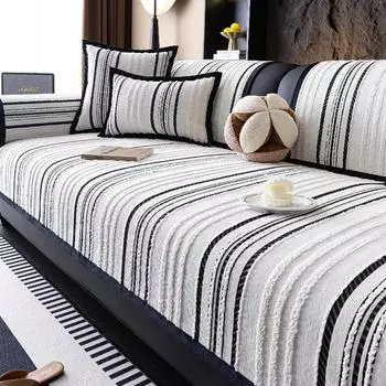 Чехол для дивана из шенилла, цветной полосатый коврик для дивана, утолщенные чехлы для дивана для гостиной, универсальные для сезонов, высококачественная подушка для дивана 70x70cm 1pcs