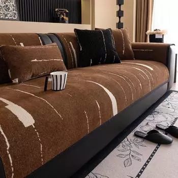 Чехол для дивана из шенилла для гостиной Four Seasons Universal Sofas Towel Mat Non-Slips High Quality L Shape Couch Slipcovers 70x70cm чёрный
