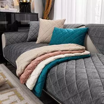 Чехол для дивана из шенилла, клетчатый, нескользящий, защитный чехол для дивана, осенне-зимний мягкий чехол для дивана, подушка для дивана из голландского бархата 30x50cm pillowcase розовый