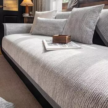 Чехол для дивана из шенилла Light Luxury Four Seasons, универсальный коврик для дивана, однотонный полосатый коврик для дивана, нескользящая подушка для дивана в гостиную 70x70cm 1pcs