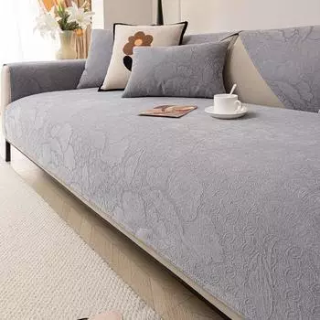 Чехол для дивана из шенилла, однотонный коврик для дивана, жаккардовый чехол для дивана, противоскользящий, универсальный, на все времена года, предотвращающий появление царапин у кошек 70x70cm 1pcs