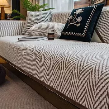 Чехол для дивана из шенилла, полосатый коврик для дивана в елочку, нескользящий коврик для дивана, утолщенные чехлы для дивана для гостиной, универсальные на все сезоны 70x70