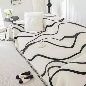 Чехол для дивана из шенилла, полотенце, чехол для дивана, полотенце, всестороннее покрытие, полосатый чехол для дивана, пылезащитный, универсальная подушка для дивана Four Seasons 180X130