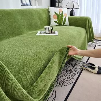 Чехол для дивана из шенилла, полотенце для дивана, плед с кисточками, чехол для мебели, чехол для дивана, пылезащитный чехол для дивана, устойчивый к царапинам, декор для гостиной 90x180cm