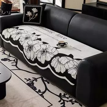 Чехол для дивана из шенилла с цветочным принтом для гостиной, нескользящие чехлы для диванов, угловой диван в форме буквы L, коврик для сиденья, домашний декор 90x90cm 1pc