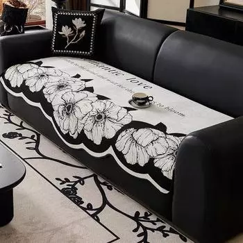 Чехол для дивана из шенилла с цветочным принтом для гостиной, нескользящие чехлы для диванов, угловой диван в форме буквы L, коврик для сиденья, домашний декор 90x90