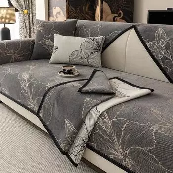 Чехол для дивана из шенилла с цветочным принтом, современный коврик для диванной подушки, универсальное полотенце для дивана, защитное покрытие для мебели в гостиной 70x70