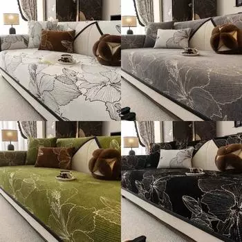 Чехол для дивана из шенилла с цветочным принтом, шезлонг, мягкий коврик для дивана, полотенце, нескользящий всесезонный универсальный чехол для дивана, декор для дома A 70x70